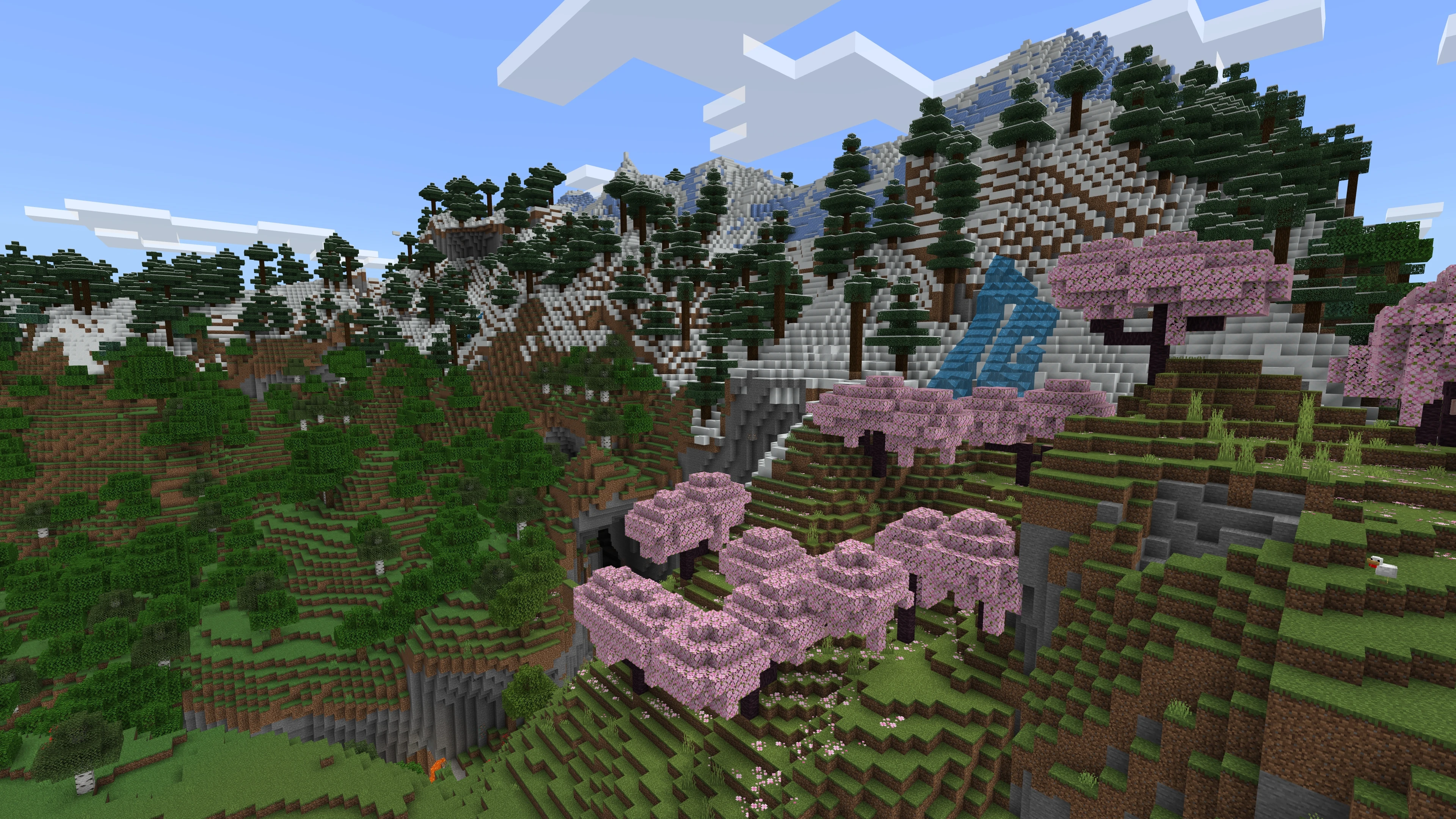 Оригинальный мир Minecraft с горными биомами